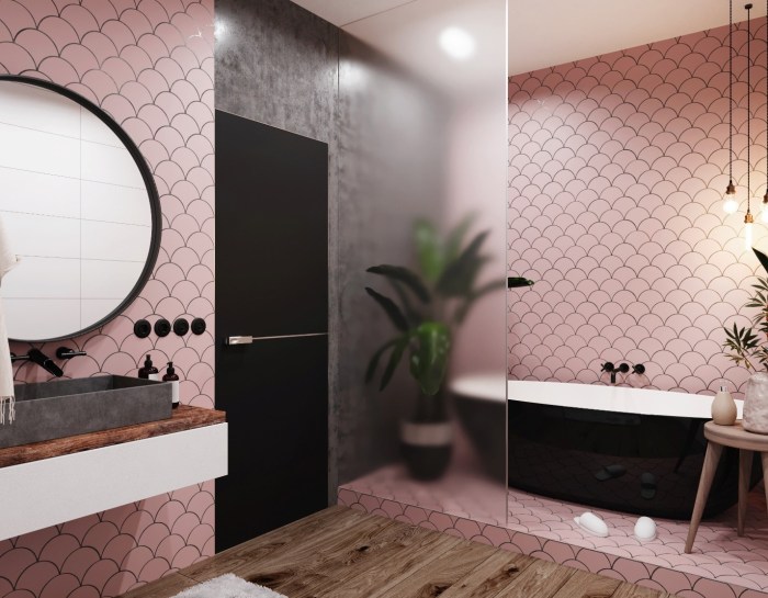 How to decorate a pink bathroom apartment