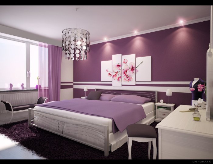 How to decorate a bedroom purple