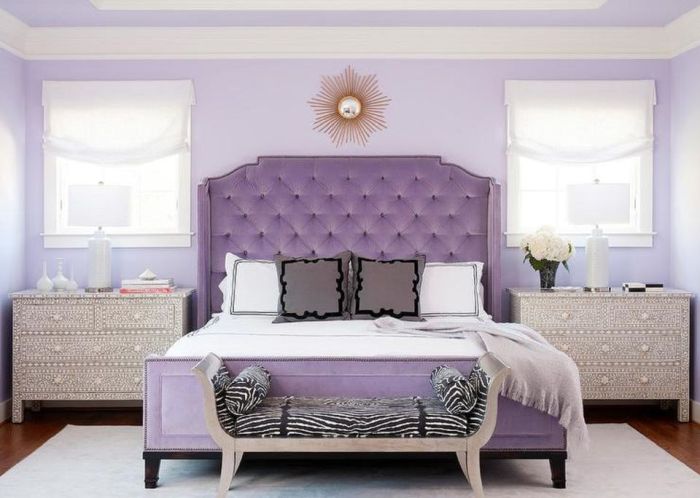 How to decorate a bedroom purple